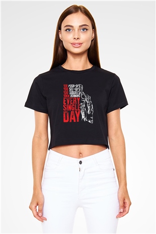 One Punch Man Siyah Crop Top Tişört