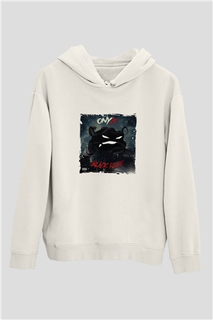 Onyx Baskılı Unisex Beyaz Kapüşonlu Sweatshirt