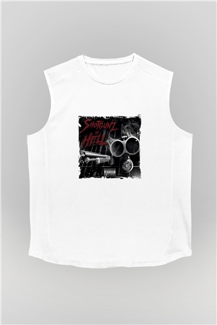 Onyx Baskılı Unisex Beyaz Kolsuz Tişört