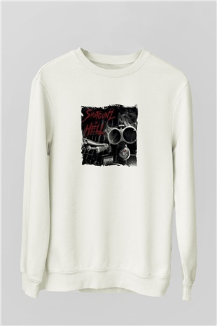 Onyx Baskılı Unisex Beyaz Sweatshirt