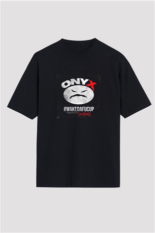 Onyx Baskılı Unisex Oversize Siyah Tişört