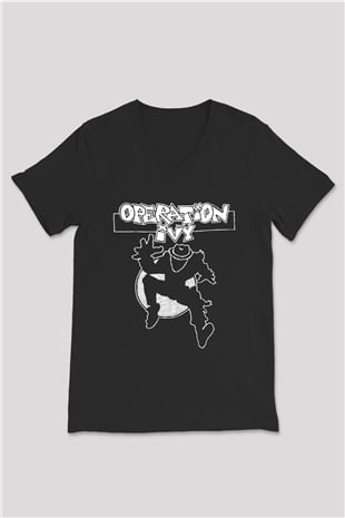 Operation Ivy Siyah Unisex V Yaka Tişört T-Shirt