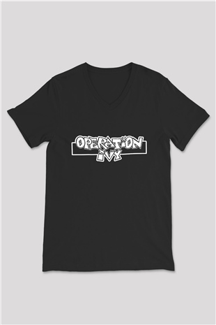 Operation Ivy Siyah Unisex V Yaka Tişört T-Shirt