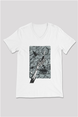 Opeth Beyaz Unisex V Yaka Tişört T-Shirt