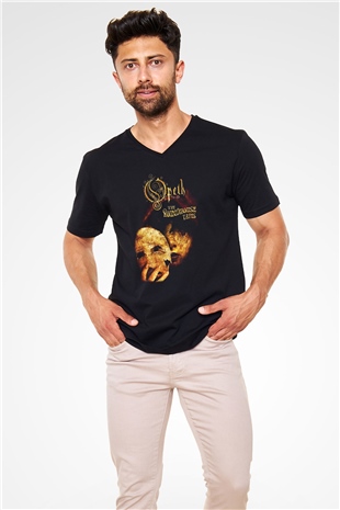 Opeth Siyah Unisex V Yaka Tişört T-Shirt