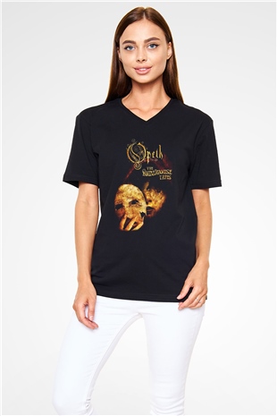 Opeth Siyah Unisex V Yaka Tişört T-Shirt