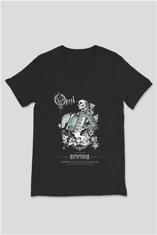 Opeth Siyah Unisex V Yaka Tişört T-Shirt