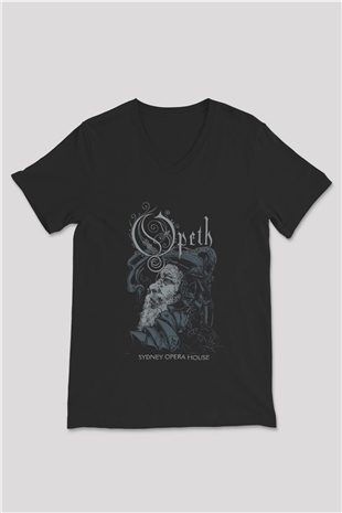 Opeth Siyah Unisex V Yaka Tişört T-Shirt