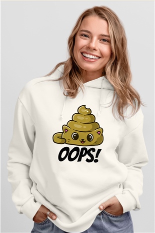 Opppsss TemalıBeyaz Tshirt Unisex Hoodie