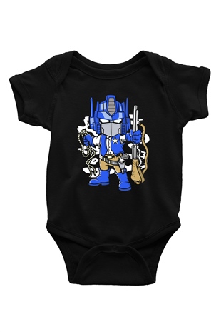 Optimus Cowboy Baskılı Siyah Bebek Body - Zıbın