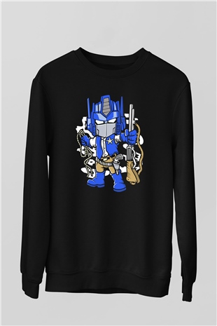 Optimus Cowboy Baskılı Siyah Unisex Tshirt