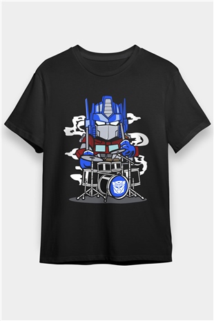 Optimus Drummer Baskılı Siyah Unisex Tshirt