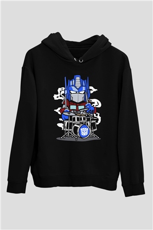 Optimus Drummer Baskılı Siyah Unisex Tshirt