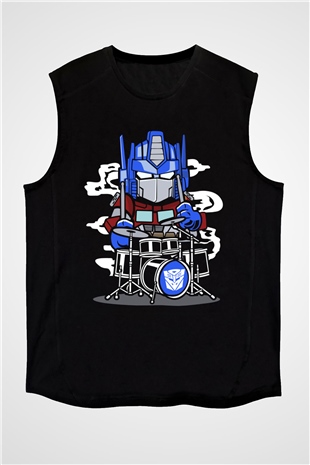 Optimus Drummer Baskılı Siyah Unisex Tshirt