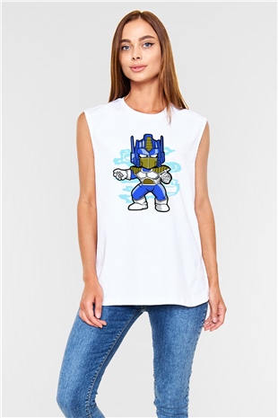 Optimus Vegeta Baskılı Beyaz Unisex Kolsuz Tişört