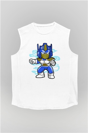 Optimus Vegeta Baskılı Beyaz Unisex Kolsuz Tişört
