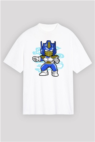 Optimus Vegeta Baskılı Beyaz Unisex Oversize Tişört