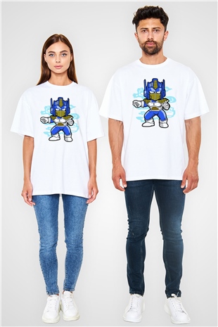 Optimus Vegeta Baskılı Beyaz Unisex Oversize Tişört