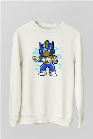 Optimus Vegeta Baskılı Beyaz Unisex Sweatshirt