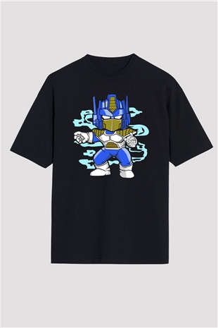 Optimus Vegeta Baskılı Siyah Unisex Oversize Tişört