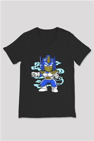 Optimus Vegeta Baskılı Siyah Unisex V Yaka Tişört