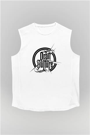 Orbit Culture Baskılı Beyaz Unisex Kolsuz Tişört - Tshirt