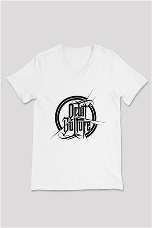 Orbit Culture Baskılı Beyaz Unisex V Yaka Tişört - Tshirt