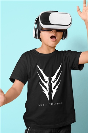 Orbit Culture Baskılı Unisex Siyah Çocuk Tişört - Tshirt