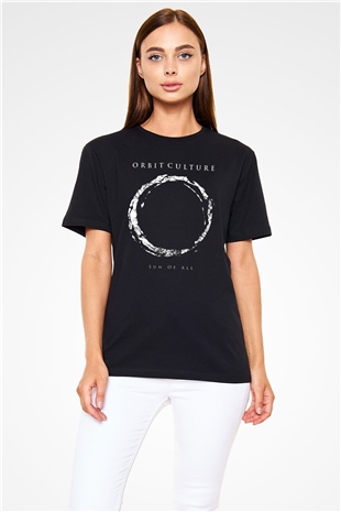 Orbit Culture Baskılı Unisex Siyah Tişört - Tshirt
