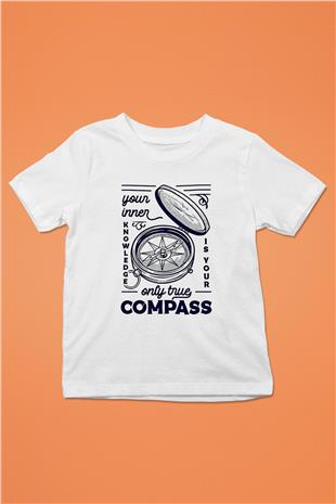 Orienteering Baskılı Unisex Beyaz Çocuk Tişört - Tshirt