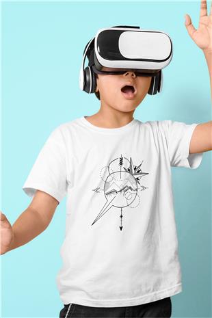Orienteering Baskılı Unisex Beyaz Çocuk Tişört - Tshirt