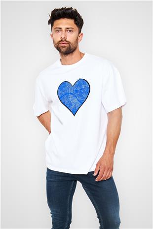 Orienteering Baskılı Unisex Beyaz Oversize Tişört - Tshirt