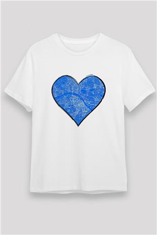 Orienteering Baskılı Unisex Beyaz Tişört - Tshirt