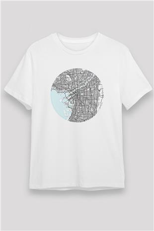 Orienteering Baskılı Unisex Beyaz Tişört - Tshirt