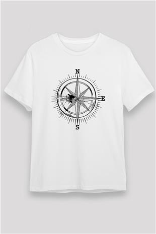 Orienteering Baskılı Unisex Beyaz Tişört - Tshirt