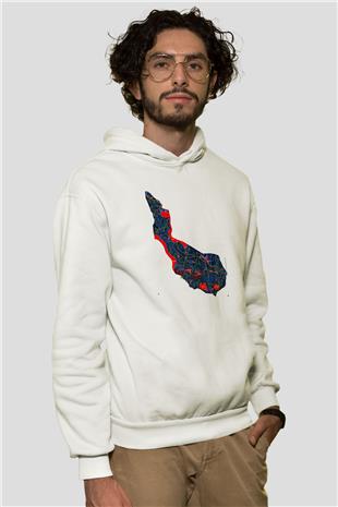 Orienteering Baskılı Unisex Ekru Hoodie