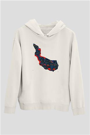 Orienteering Baskılı Unisex Ekru Hoodie