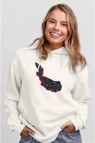 Orienteering Baskılı Unisex Ekru Hoodie