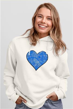 Orienteering Baskılı Unisex Ekru Hoodie
