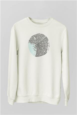 Orienteering Baskılı Unisex Ekru Sweatshirt