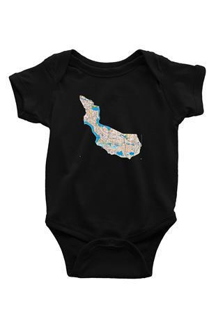 Orienteering Baskılı Unisex Siyah Bebek Body - Zıbın