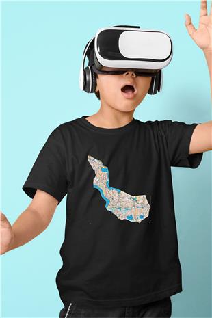 Orienteering Baskılı Unisex Siyah Çocuk Tİşörtü - Tshirt