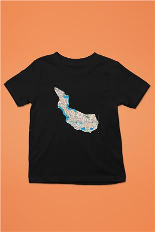 Orienteering Baskılı Unisex Siyah Çocuk Tİşörtü - Tshirt