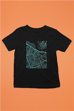 Orienteering Baskılı Unisex Siyah Çocuk Tİşörtü - Tshirt