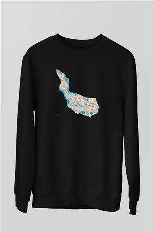 Orienteering Baskılı Unisex Siyah Sweatshirt