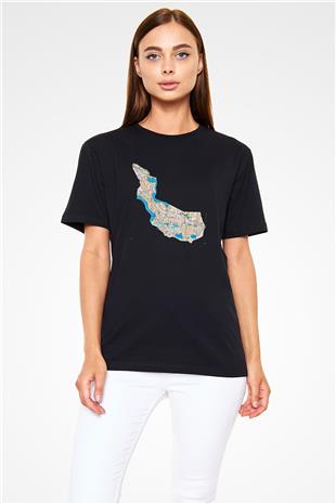 Orienteering Baskılı Unisex Siyah Tişört - Tshirt