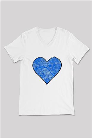 Orienteering Baskılı Unisex V Yaka Tişört - Tshirt