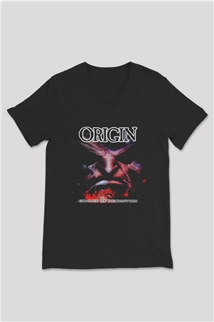 Origin Siyah Unisex V Yaka Tişört T-Shirt