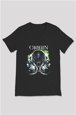 Origin Siyah Unisex V Yaka Tişört T-Shirt