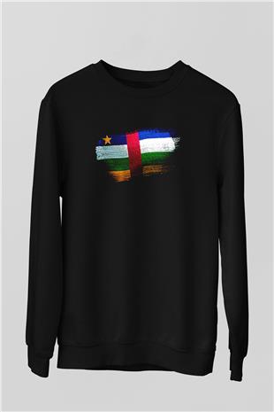 Orta Afrika Cumhuriyeti - Central African Republic Bayrağı Baskılı Unisex Siyah Sweatshirt